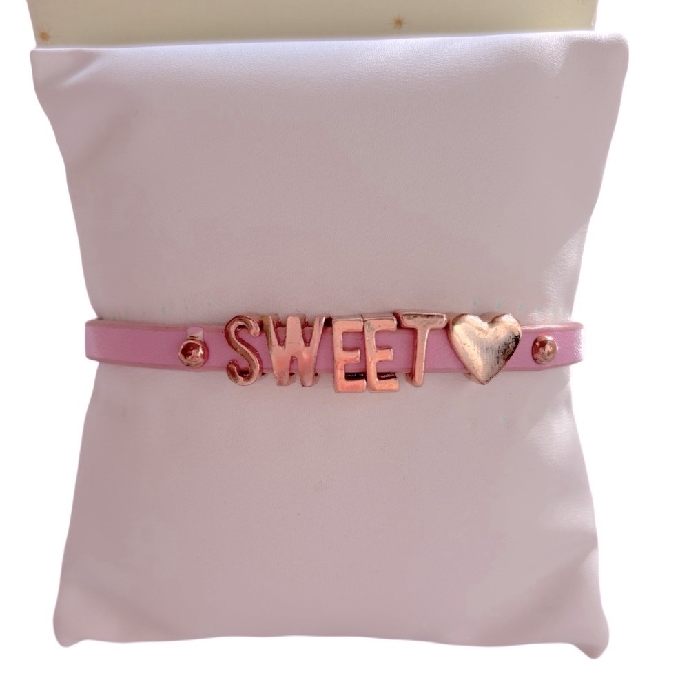 Dainty “Sweetheart” Pink Bracelet with Rose Gold Accents‎ Thin Belt Bracelet